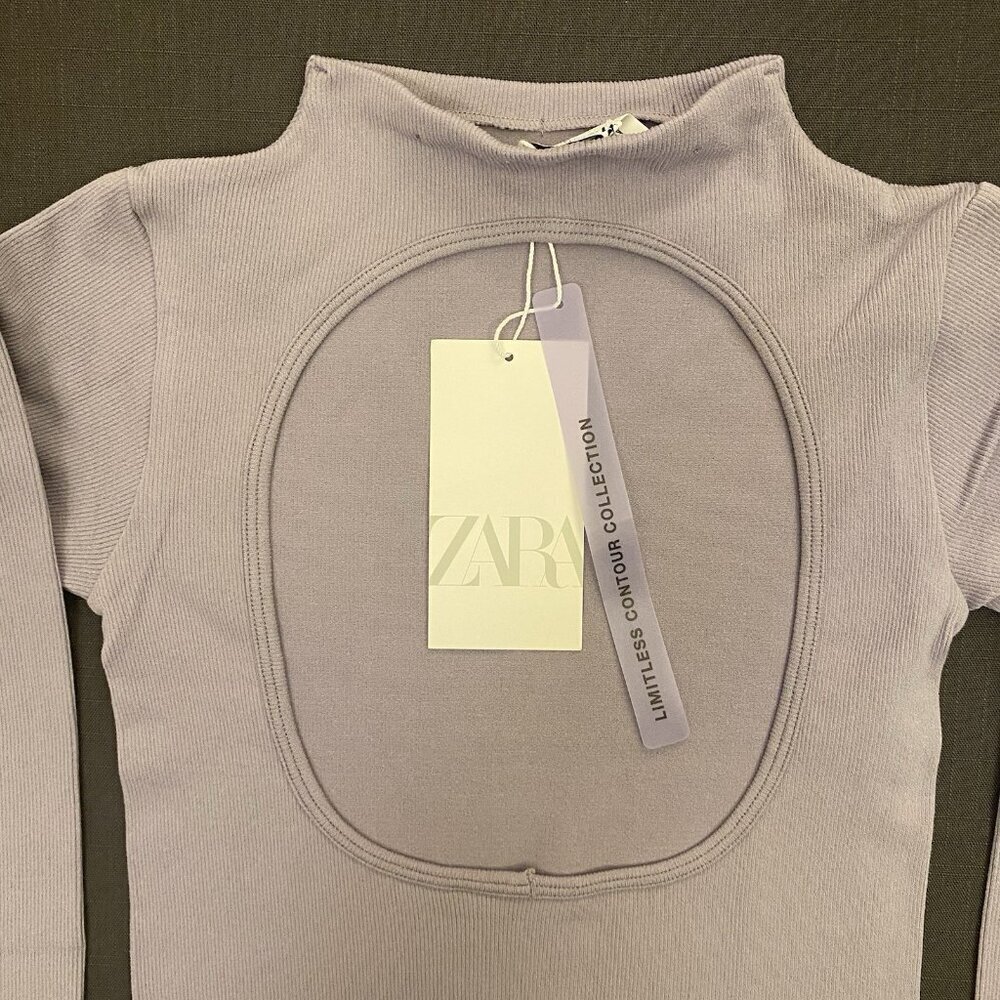 Zara Women's Open Back Bodysuit Purple Heather Long Sleeves Size XS - S NWT $27 - Picture 9 of 16